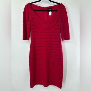Adrianna Papell Tiered Bandage Sheath Dress Red Size 8